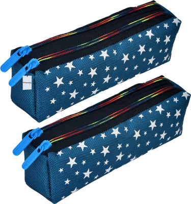 HOMESTIC Pencil Boxes Star-Design Art Canvas Pencil Boxes(Set of 2, Blue)