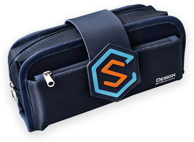 SYGA Large Capacity Pencil Case Large Pencil Pouch S Shape Art Canvas Pencil Box(Set of 1, Blue)
