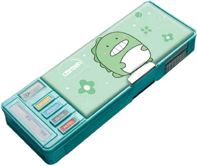 Zahira Compass Box Cartoon Art Plastic Pencil Box(Set of 1, Green)
