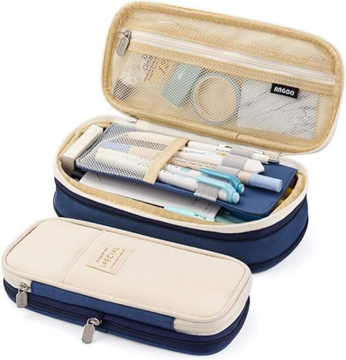 KVVTRADES Pencil Case Pouch PAUCH Art Canvas Pencil Box(Set of 1, Blue)