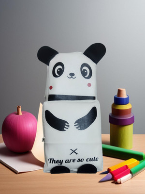 S.N. Collection pencil pouch/case panda designed Art Artificial Leather Pencil Box(Set of 1, White)