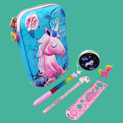 Parteet Unicorn Unicorn Art Polyester Pencil Box(Set of 1, Multicolor)