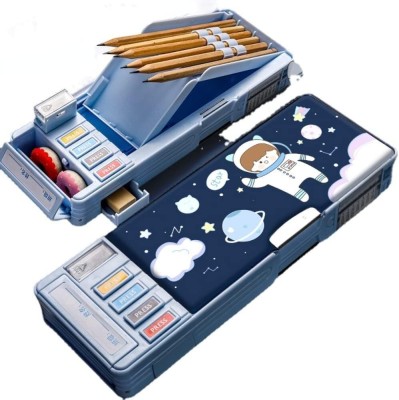 Kidziit Astronaut Astronaut Art Plastic Pencil Box(Set of 1, Multicolor)