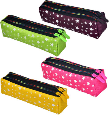 KUBER INDUSTRIES Pencil Boxes Pencil Box Art Canvas Pencil Boxes(Set of 4, Multicolor)