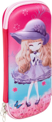 Givni Mart Pink Girl Nature Art Canvas Pencil Box(Set of 1, Multicolor)