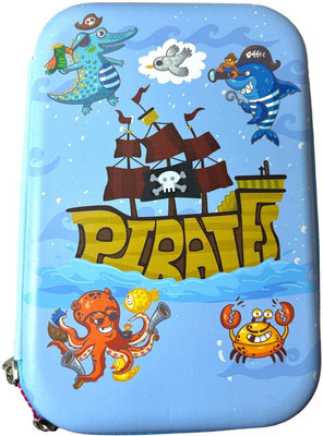 Scribblerz Pirates Zipper Closure, Pencil Case Art Canvas Pencil Box(Set of 1, Blue)