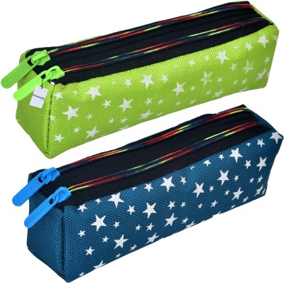 HOMESTIC Pencil Boxes Star-Design Art Canvas Pencil Boxes(Set of 2, Multicolor)