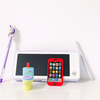 RHV Enterprises LCD Drawing Pen Case with Writing Pen For Kids LCD Pencil Box, One-Key Erase, Lock Screen, Replaceable Battery, LCD Screen Art Plastic Pencil Box(Set of 1, White)