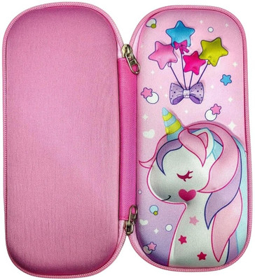 RV Mart Pink Unicorn Nature Art Canvas Pencil Box(Set of 1, Multicolor)