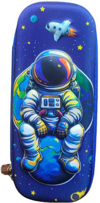 toss glob device cartoon astronaut Art Canvas Pencil Box(Set of 1, Blue)