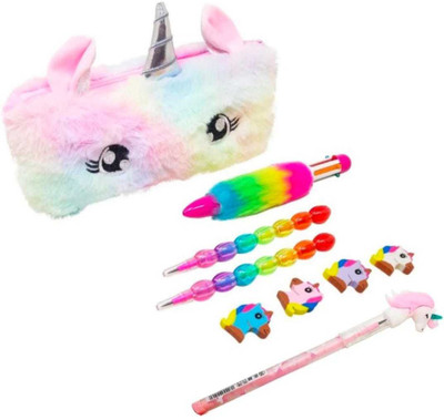 cutetoys Stationery Combo Pencil Pouch Art Polyester Pencil Box (Set of 6 Multicolor) stationery combo Art Polyester Pencil Box(Set of 6, Multicolor)
