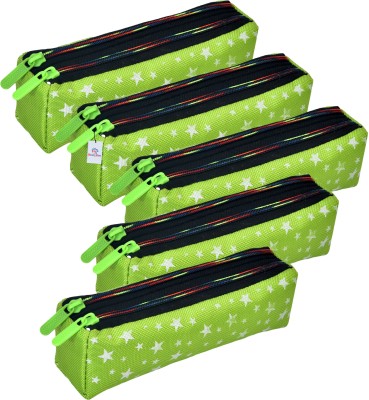 Heart Home Pencil Boxes Star-Design Art Canvas Pencil Boxes(Set of 5, Green)