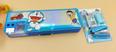 Paper Bear Doraemon Doraemon Art Plastic Pencil Box(Set of 2, Blue)