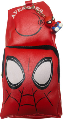 ZORVIA Avengers Spider Man Art Artificial Leather Pencil Box(Set of 1, Red)