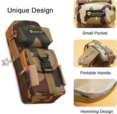 Akvanar Pencil Case Army pouch Large Capacity School Pouch Bag Geometry Box(Brown)
