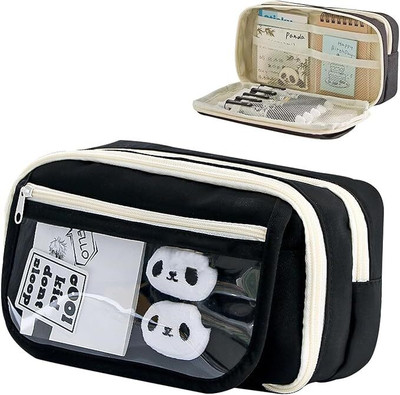 Climberty Series NA Art Polyester Pencil Box(Set of 1, Black)