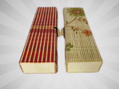 induu NA FLOWER PRINT, PLAIN COLOUR Art Wood Pencil Boxes(Set of 2, White, Red)