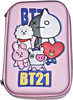 AAHANSHOPPE BTS SMIGGLE STATIONARY POUCH BTS PINK COLOUR Art Canvas Pencil Box(Set of 1, Pink)