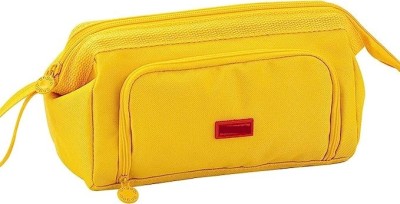 TREXEE Large Capacity Pencil Pouch, Canvas Cotton Linen Pouch with Handle, Pencil Case 1 Art Canvas Pencil Box(Set of 1, Yellow)