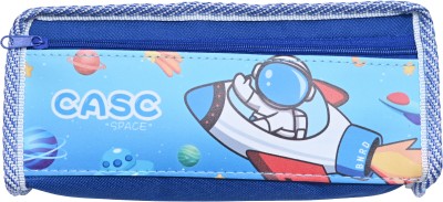 KYLO Signature Astronut with Aircraft Art Canvas Pencil Box(Set of 1, Blue)