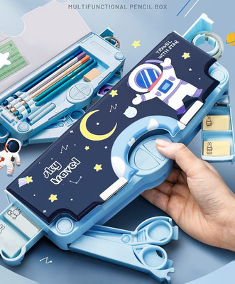 QBLYN Sky Travel Sky Travel Art Plastic Pencil Box(Set of 1, Blue)