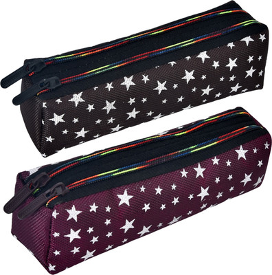KUBER INDUSTRIES Pencil Boxes Star-Design Art Canvas Pencil Boxes(Set of 2, Multicolor)