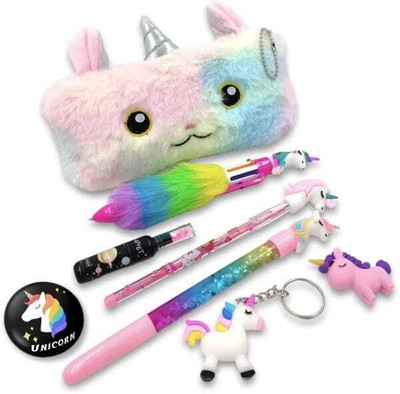 Mavles Beauty professtional UNICORN Art Polyester Pencil Box(Set of 8, Multicolor)