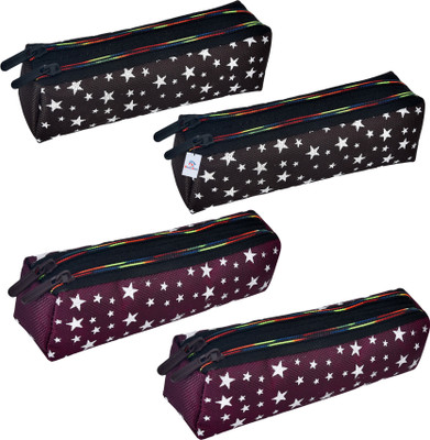 Heart Home Pencil Boxes Star Print Art Canvas Pencil Boxes(Set of 4, Multicolor)
