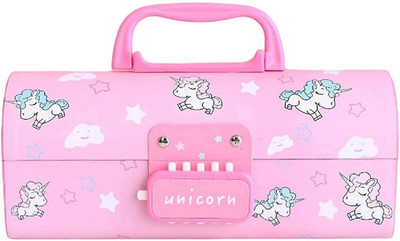 MANAKI ENTERPRISE 1 Pen & Pencil Box-Suitcase Style Password Lock Pencil Case,Multi-Layer Pencil Box Art Plastic Pencil Box(Set of 1, Pink)
