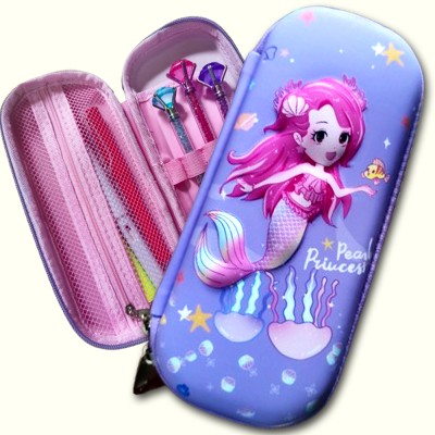 DCB Mermaid Hardtop Pencil Case Organizer for Kids - Art EVA Pencil Box for Girls Mermaid, Underwater Art EVA Pencil Box(Set of 1, Purple)