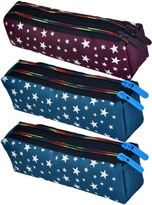 KUBER INDUSTRIES Pencil Boxes Pencil Box Art Canvas Pencil Boxes(Set of 3, Multicolor)