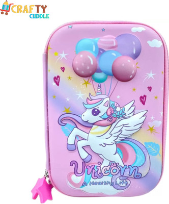 CRAFTY CUDDLE Unicorn Print Large Capacity Pencil case Unicorn Art EVA Pencil Box(Set of 1, Purple)