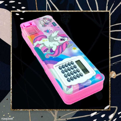 Alpha tech School Compaas Box Two Type Art Plastic Pencil Box(Set of 1, Pink)