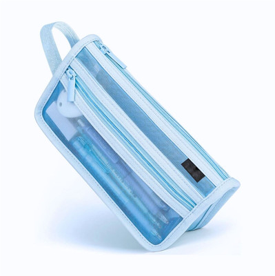 Tinker Squad Stylish Mesh Pouches for Kids | Perfect for School College & Everyday Use Plain Art Canvas Pencil Box(Set of 1, Light Blue)