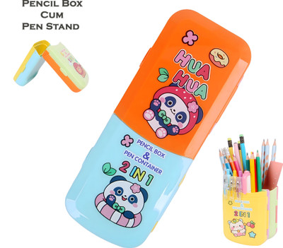 poksi Cute Panda Pencil Box with Pen Stand | Kids Multipurpose Foldable Case |Foldable Pencil Box cum Penstand Art Plastic Pencil Box(Set of 1, Multicolor)
