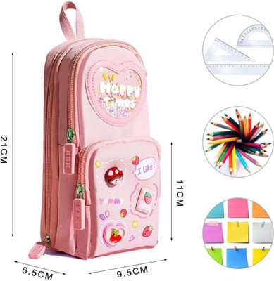 drworld Kawaii Pencil Pouch Case 1 Art Canvas Pencil Box(Set of 1, Multicolor)
