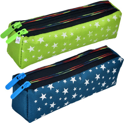 Heart Home Pencil Boxes Star-Design Art Canvas Pencil Boxes(Set of 2, Multicolor)