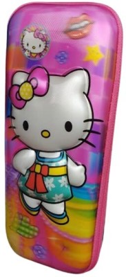 SHIVMYRA 3D Pouch Bag Cover Pencil Case, School Supply Organiser for Students,(Kitty) kitty Art EVA Pencil Box(Set of 1, Pink)