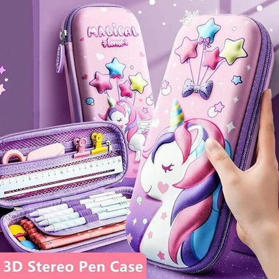 AR Jouiet Mension Unicorn 3D Eva Pencil Case Pouch School Stationery Pouch for kids 3D Art Plastic Pencil Box(Set of 1, Multicolor)