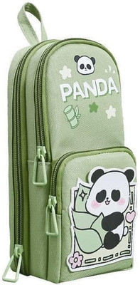 ROSEFINCH Panda Pouch Green N/A Art Polyester Pencil Box(Set of 1, Green)