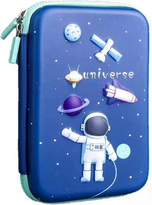 Adoere 3D Space Astronaut Theme Stationary Organizer Pouch Big For School Classes Astronaut Space Art EVA Pencil Box(Set of 1, Multicolor)