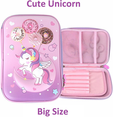 AR Jouiet Mansion Unicorn Design School Stationery Pencil Big Pouch for kids 3D Art EVA Pencil Box(Set of 1, Pink)