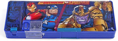 striders Avengers Magnetic Pencil Box with Extra Storage 1 Button for School Supplies Modern Art Plastic Pencil Box(Set of 1, Multicolor)