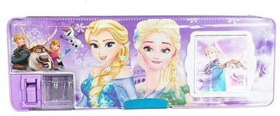 Taufa Villa Frozen Magnetic Pencil Box with Calculator, Dual Sharpener for Girls Frozen Art Plastic Pencil Box(Set of 1, Multicolor)