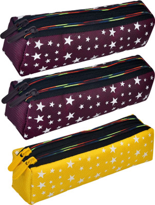 KUBER INDUSTRIES Pencil Boxes Pencil Box Art Canvas Pencil Boxes(Set of 3, Multicolor)