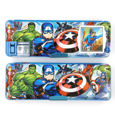 Saputra Avenger Design Calculator Pencil Box with Notebook Stickers Avenger Art Plastic Pencil Box(Set of 1, Blue)