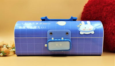 Paper Bear Multi-Function Storage Bag Secret Compartment Pencil Box Multi-Layer Password Protected Pencil Box Art Plastic Pencil Box(Set of 1, Light Blue)