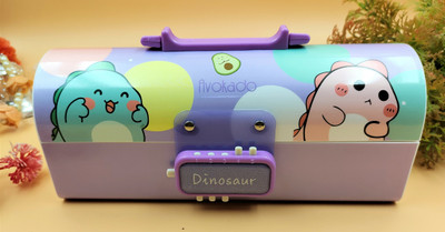 Paper Bear Multi-Function Storage Bag Secret Compartment Pencil Box Multi-Layer Password Protected Pencil Box Art Plastic Pencil Box(Set of 1, Purple)
