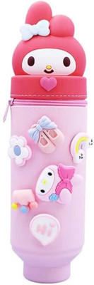 BST Pencil Pouch For Kids Silicone Pencil Pouch School Stationeries Cartoon Sytle Pencil Pouch Art Canvas Pencil Box(Set of 1, Pink)