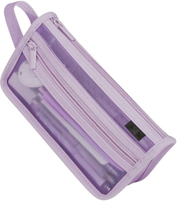 Tinker Squad Stylish Mesh Pouches for Kids | Perfect for School College & Everyday Use Plain Art Artificial Leather Pencil Box(Set of 1, Purple)